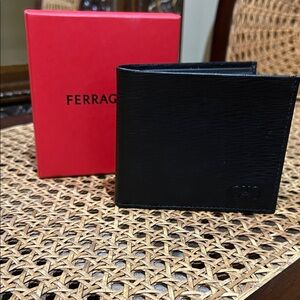 Salvatore Ferragamo Black Leather Wallet Gancini
